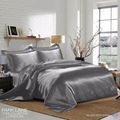 NEW KING SIZE 6PCS SATIN SILK BEDDING SET QUILT COVER FITTED SHEET PILLOW CASES 6