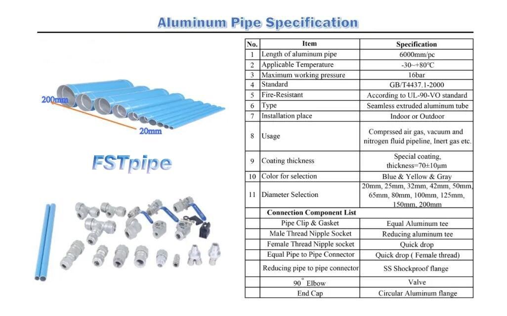 FSTpipe Hot Sale Easy Assemble Aluminum Air Pipe of Air Compressor Parts