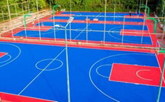 室外篮球场悬浮式拼装塑胶运动地板
