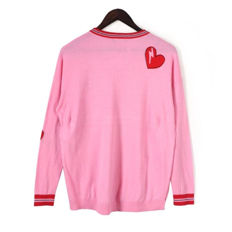 2019 ladies fashionable soft print with heart stones knitted pullover sweater 2