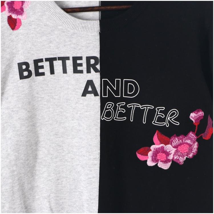 2019 FW fashionable flower embroidery letter print knitted pullover sweater 3