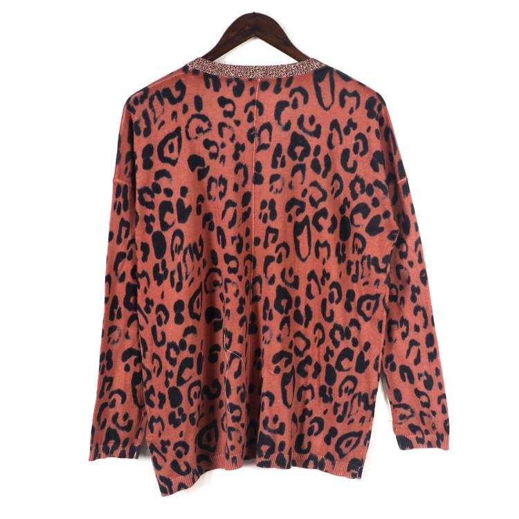 2019 FW fashionable leopard print with letter foilprint knitted pullover sweater 2