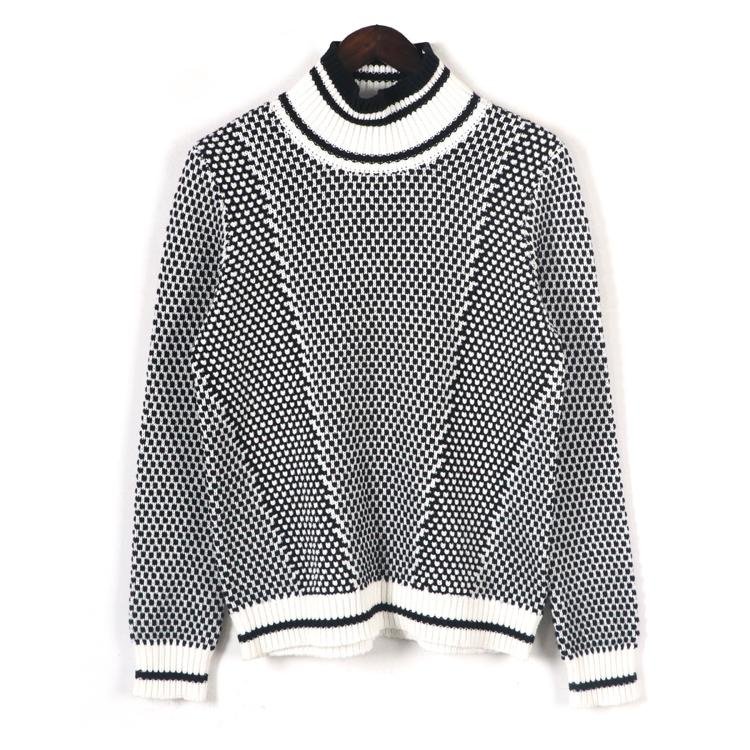 2019 FW ladies fashionable turtleneck black white matching pullover sweaters