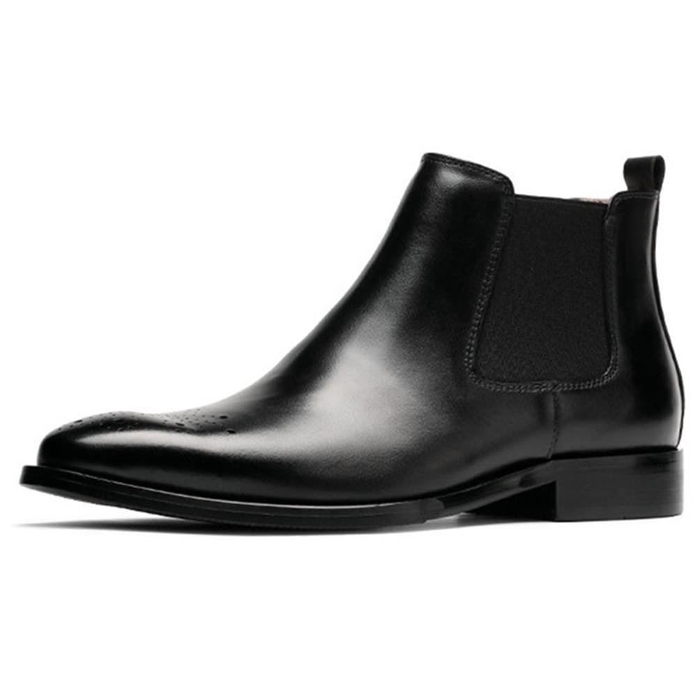 men height increasing Chelsea ankle boots genuine leather