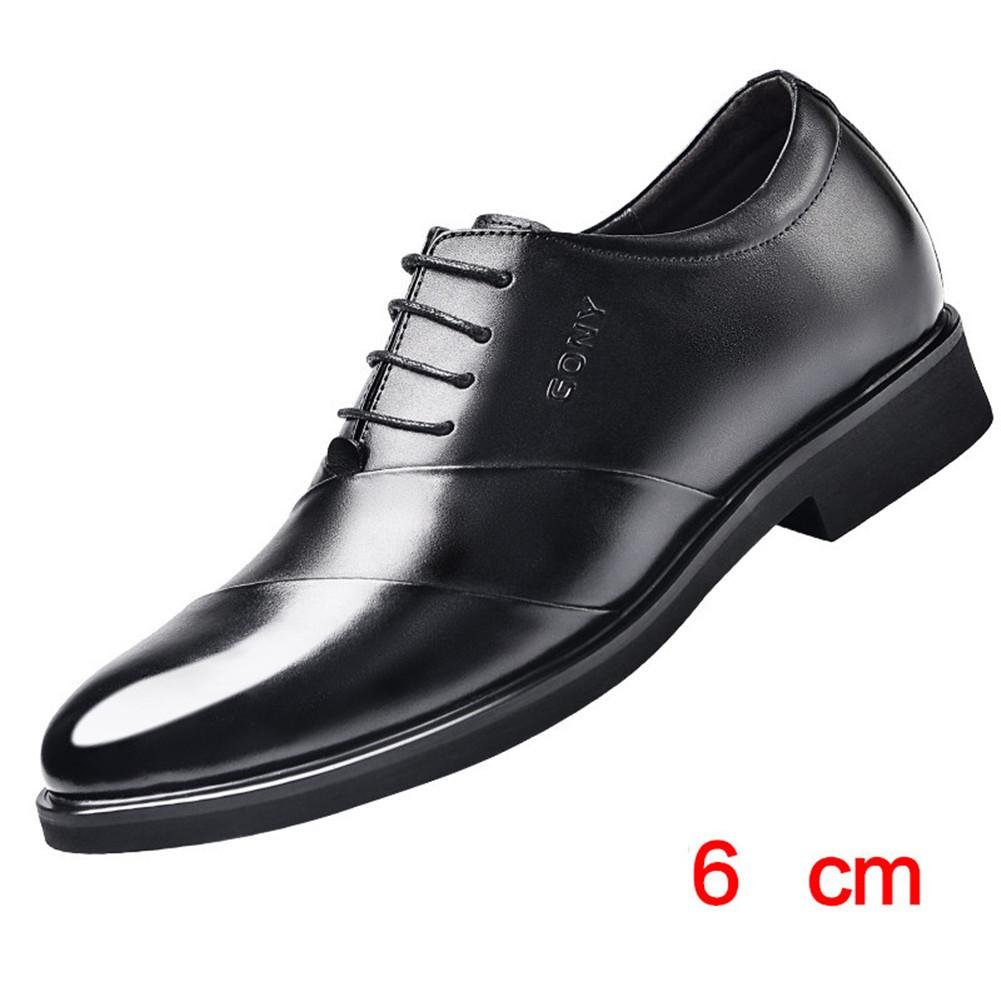 Height increasing 6 cm elevator dress shoes for men genuine leather