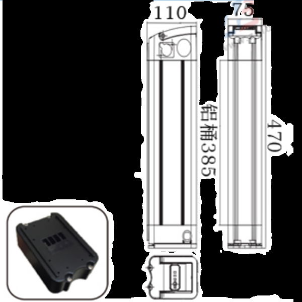 36V 48V 14Ah-30Ah Black Fish Type Lithium-ion Battery Pack 3