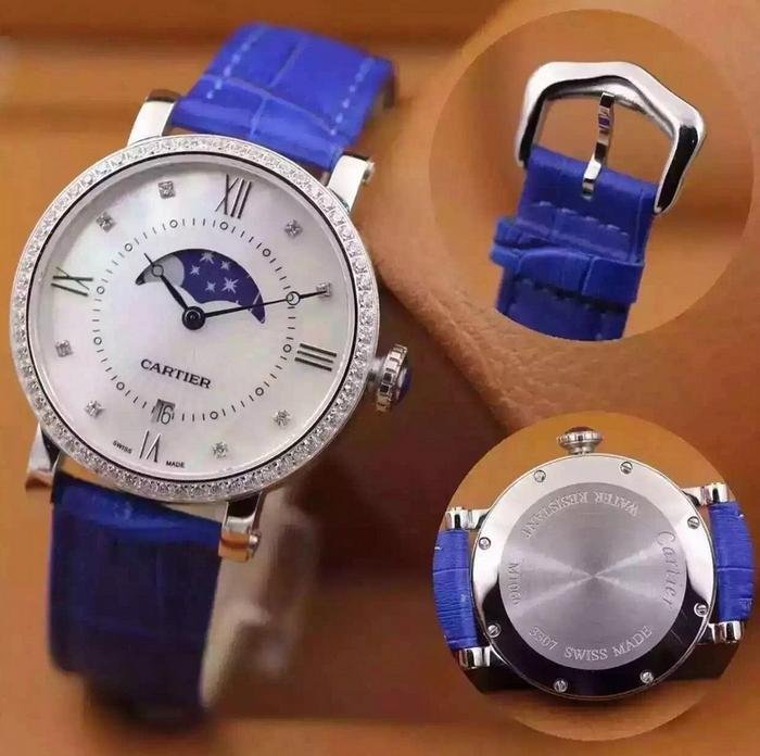 Cartier watch diamond lady fashion quartz wristwatch swiss movement stem-winder 5