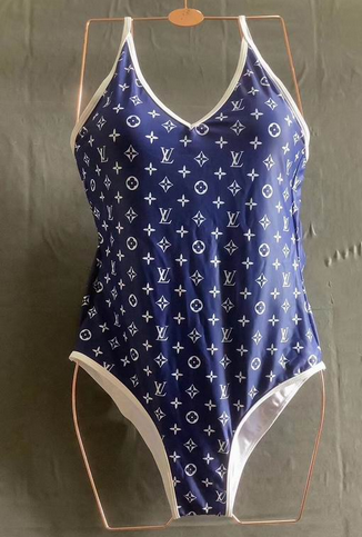     SCALE BIKINI TOP BOTTOMS ONE PIECE SWIMSUIT BLUE MONOGRAM SWIMWEAR 3