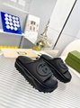       slide women's sandals with interlocking G platform ebony gg canvas  10