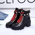 Gucci ankle boots with interlocking G leather women's boots with sylvie web 