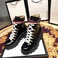 Gucci ankle boots with interlocking G leather women's boots with sylvie web 
