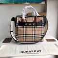 Burberry tote handbag classic vintage check leather note crossbody bag 