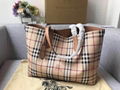 Burberry tote handbag classic vintage check leather note crossbody bag 