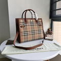 Burberry tote handbag classic vintage check leather note crossbody bag 