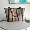 Burberry tote handbag classic vintage check leather note crossbody bag 