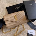 YSL ENVELOPE MEDIUM CHAIN BAG IN MIX MATELASSÉ GRAIN DE POUDRE EMBOSSED LEATHER 