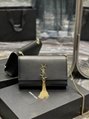YSL KATE BAG KATE SMALL CHAIN BAG WITH TASSEL IN GRAIN DE POUDRE LEATHER