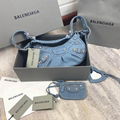 Balenciage bag Le Cagole Mini Bag blue BB bleached denim balenciage chain bag