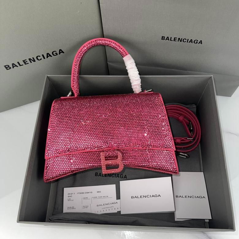 Balenciage handbag Hourglass suede calfskin with rhinestones NEO classic handbag