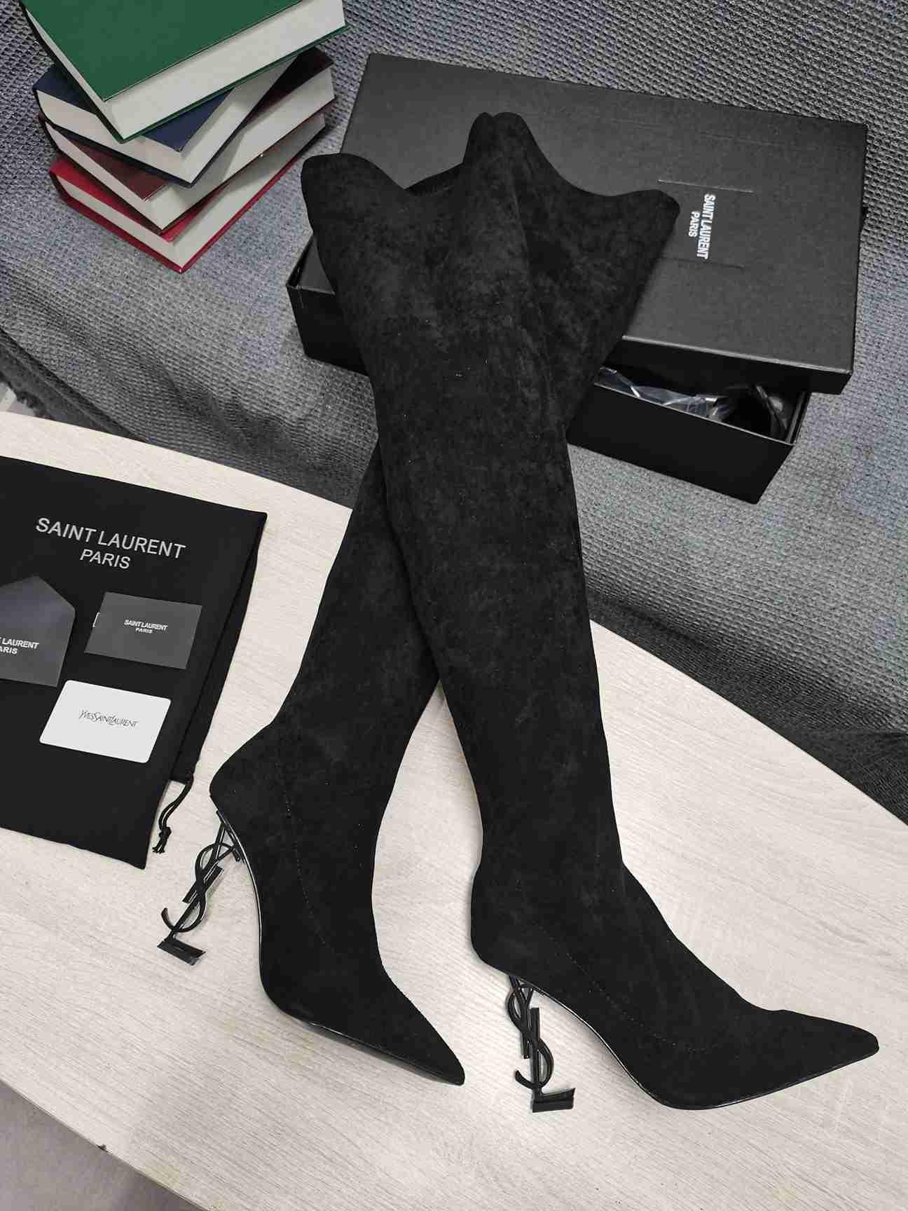 YSL ANKLE BOOT high heel over knee heeled YSL boots  thigh high boots