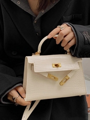        Mini Kelly handbag purse tote handle bag crocodile leather 