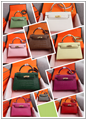        Mini Kelly handbag purse tote handle bag crocodile leather  15
