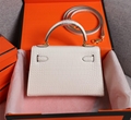 Hermes Mini Kelly handbag purse tote handle bag crocodile leather 