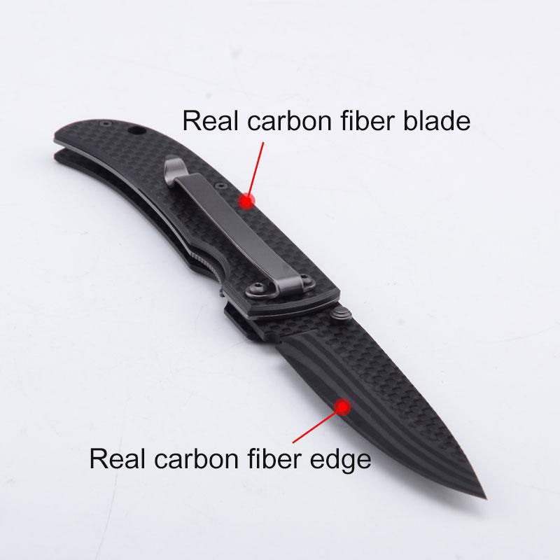 Real Carbon Fiber Outdoor Knife Pocket Folding Knife Multi Functional Neck knife 3