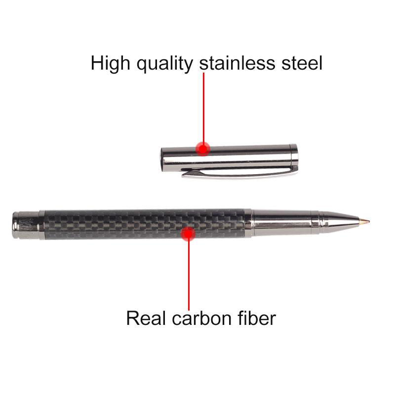 2019 Promotional Carbon Fiber Rollerball Pen Custom Logo Metal Signature Pen 4