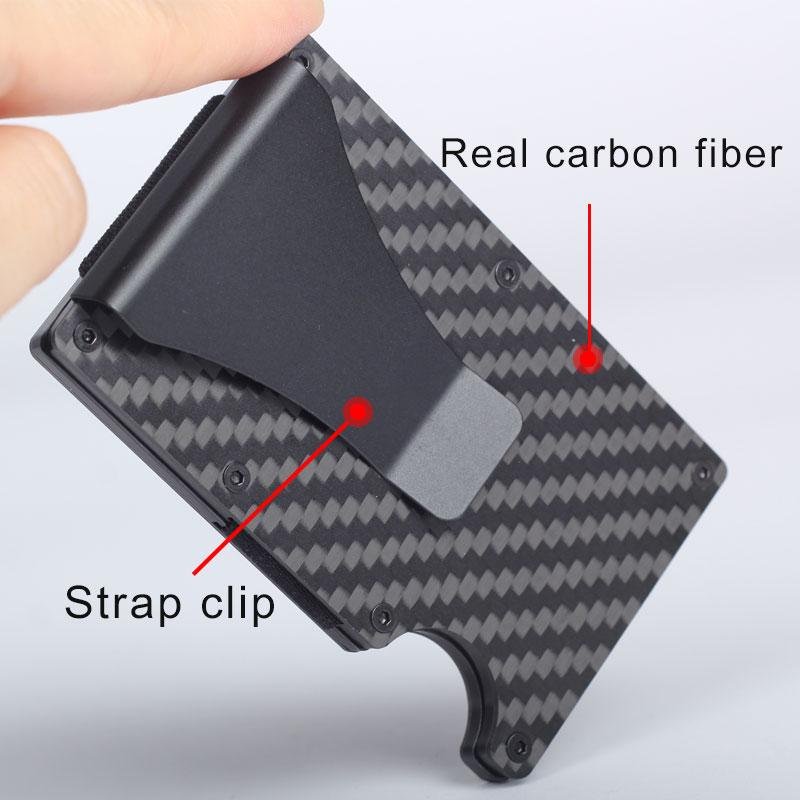 Carbon Fiber Card Clip Credit Card Holder Mini Wallet with Money Clip 3