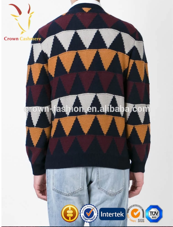 Men's Colourful Intasia Custom knitted Cashmere Sweaters 2