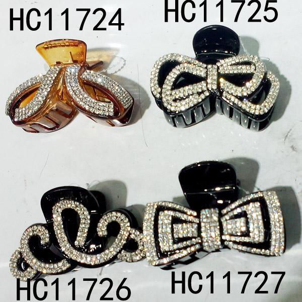 fashion clear crystal rhinestone plastic hair claw clips in stock