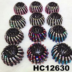 women ladies colorful crystal stone pumpkin round plastic hair clips wholesale