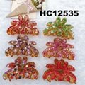 fashion women colored crystal stone plastic hair claws clips wholesale