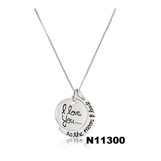 custom fashion I love you letters engraved metal pendant necklace 2