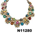 wholesale fashion women crystal stone flower choker statement necklace