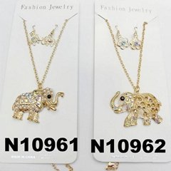 cute kids girls elephant dragonfly cate animal alloy metal pendant necklace set