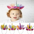 wholesale baby girls kids doll flower rabbit ear unicorn horn headband 