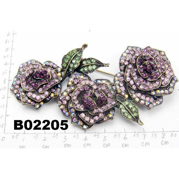 wholesale fashion women girls crystal stone rose flower brooch ouch 4