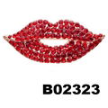 fashion women crystal stone red lip brooch