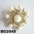 fashion women crystal stone pearl metal brooch