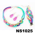 fashion women rope braided necklace earring bracelet jewelry sets wholesale