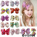 school girls kids big beautiful print hair ribbon bow