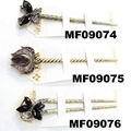 women ladies crystal blue enamel flower metal hair pins wholesale