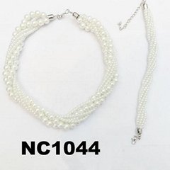 fashion women statement pearl bracelet earring necklace set