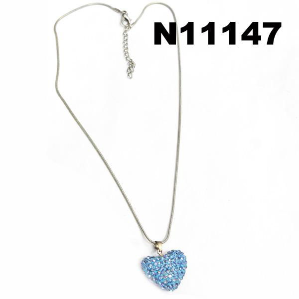 girls crystal heart charm pendant necklace wholesale 2