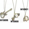 cute antique car elephant violin clock pendant metal necklace