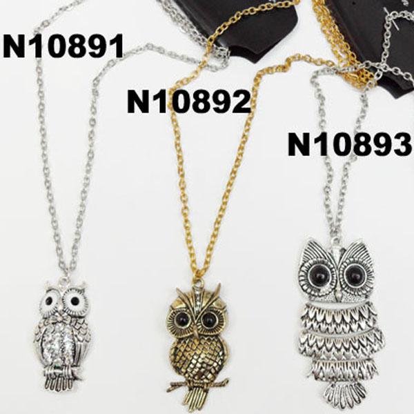 men antique owl pendant metal necklace wholesale