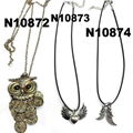 men antique owl pendant metal necklace wholesale 5