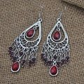women crystal metal flower dangling chandelier earrings